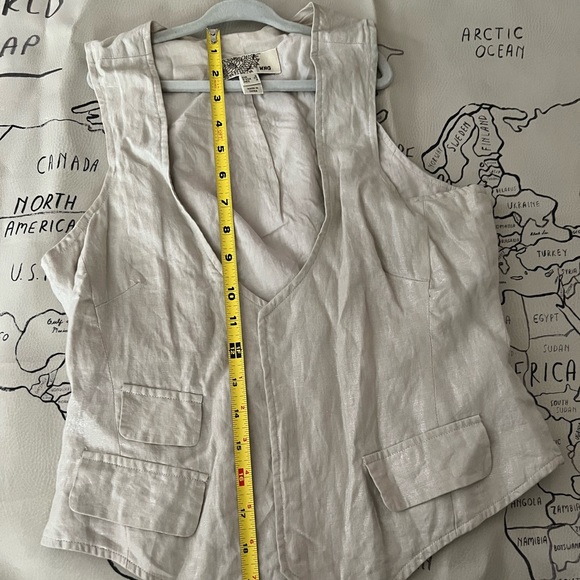 Mango Pre-loved Beige Xsmall 100% Linen Vest - Picture 6 of 7